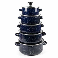 Load image into Gallery viewer, ემალის ქვაბების ნაკრები RUIBEITU 5PCS Blue