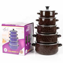Load image into Gallery viewer, ემალის ქვაბების ნაკრები RUIBEITU 5PCS Brown