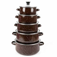 Load image into Gallery viewer, ემალის ქვაბების ნაკრები RUIBEITU 5PCS Brown
