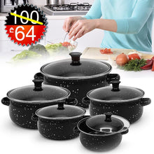 Load image into Gallery viewer, ემალის ქვაბების ნაკრები RUIBEITU 5PCS Black