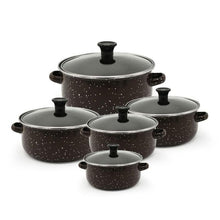 Load image into Gallery viewer, ემალის ქვაბების ნაკრები RUIBEITU 5PCS Brown