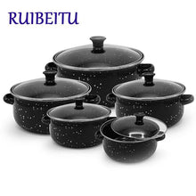 Load image into Gallery viewer, ემალის ქვაბების ნაკრები RUIBEITU 5PCS Black