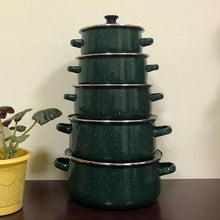 Load image into Gallery viewer, ემალის ქვაბების ნაკრები RUIBEITU 5PCS Green