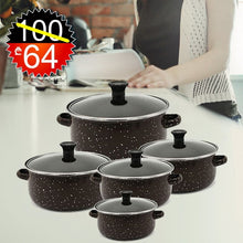 Load image into Gallery viewer, ემალის ქვაბების ნაკრები RUIBEITU 5PCS Brown