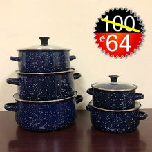 Load image into Gallery viewer, ემალის ქვაბების ნაკრები RUIBEITU 5PCS Blue