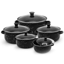 Load image into Gallery viewer, ემალის ქვაბების ნაკრები RUIBEITU 5PCS Black