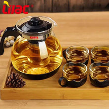 Load image into Gallery viewer, მინის ჩაიდანი უჟანგავი ფოლადის ფილტრით და 6 ჭიქით Lilac LC-007
